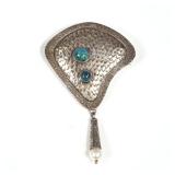 RHONDA SHIKANAI STERLING PIN | Two lapis cabochons set in a hand-wrought sterling silver brooch with