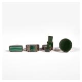 (4pc) STERLING RINGS | Including a malachite thunderbird ring, a ring with a bar of malachite, a rin