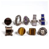 (9pc) STERLING SILVER RINGS | Including a Mexican Taxco de los Ballestros ring with three amethyst c