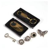 (7pc) TIFFANY & CO. JEWELRY | Including a butterfly pin, a 1994 key-shaped pin, a pair of Mexican st