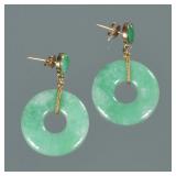 PAIR JADE BI DISC EARRINGS | 1.75 in.