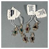 (6PC) 14K & GEMSTONE CHARMS | Small people-form pendant charms of small size with articulating arms 