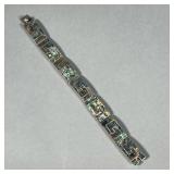 JHE MEXICAN STERLING BRACELET | Abalone/shell set in sterling silver, marked "JHE / TAXCO" on the cl