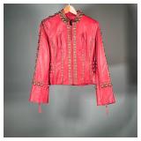 WOMEN’S RED DOUBLE D RANCH LEATHER JACKET (NWT) | Red leather jacket from Double D Ranch (size M) (N
