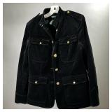 RALPH LAUREN BLACK VELVET JACKET | Size 14, black cotton jacket with gold-tone buttons. - l. 26 in (