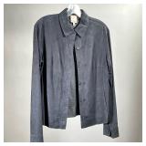 ANNE KLEIN SUEDE SHIRT | Black suede button-down shirt with soft leather lining, size small. - l. 23