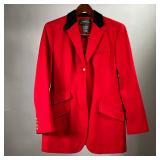RALPH LAUREN RED JACKET | Size 8 - With black velvet lined collar.