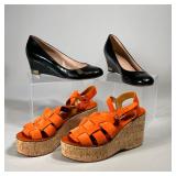 (2PC) TORY BURCH & RALPH LAUREN HEELS | Including a pair of Tory Burch black patent leather wedge he