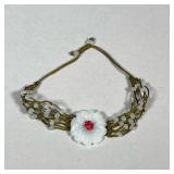 FLORAL QUARTZ & BEADWORK BRACELET | Quartz beadwork bracelet with carved quartz flower. - dia. 3.5 i