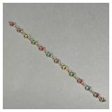 14K GF BRACELET | Marked 1/20 14k GF, light colored gemstones; 3.6g. - l. 6.5 in