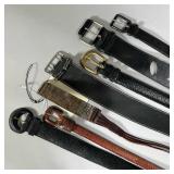 (7PC) LEATHER BELT GROUP | Group of vintage leather belts, with brands including Max Mara (new with 