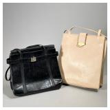 (2PC) MARK CROSS LEATHER HANDBAGS | Two leather handbags by Mark Cross New York. Black: 11 x 9.5", 3