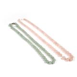 (2PC) CHINESE JADE BEADED NECKLACES | Including a pale green jade beaded necklace with a cloisonne c