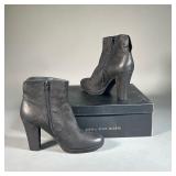 (NEW) STEVE MADDEN BLACK LEATHER BOOTS | “Trudy” black leather heeled boots. Size 9.