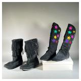(2PC) (NEW) WOMEN’S BLACK SUEDE BOOTS | Includes; souliers black suede boots and Minnetonka Moccasin
