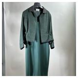 (2PC) AKRIS PUNTO DRESS & JACKET | Matching set, a green v-neck sleeveless dress (size 6) and a crop