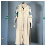 VINTAGE TRENCH COAT | Women’s long trench coat with pockets and having striped and plaid accents, no