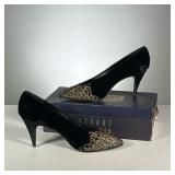 [NEW] STUART WEITZMAN HEELS | Midnite lace / black velvet heels, size 9.5