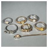 (7PC) LADY’S WRISTWATCHES | Base metal watches in gold and silver tones, including a Alsta watch wit