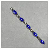 SILVER & ENAMEL BRACELET | Bracelet fragment, likely sterling silver, with blue guilloche enamel and