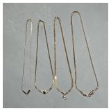 (4PC) ELEGANT COSTUME NECKLACES | Gold-toned costume necklaces with faux gemstones, including an unm