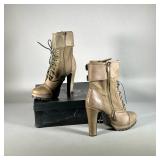 (NEW) DOLCE VITA OLIVE HEELED BOOTS | Joelle Olive leather heeled boots. Size 9.