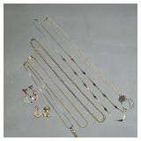 MISC. GOLD-TONE JEWELRY | Costume jewelry with nice gold appearance, including an Avon "Love" pendan