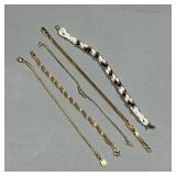 (5PC) GOLD-TONE BRACELETS | Costume jewelry bracelets, with nice gold appearance, including one with