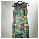 AKRIS PUNTO COLORFUL FABRIC DRESS | Colorful fabric dress for Akris Punto with blues, reds, yellows,
