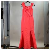 CAROLINA HERRERA SILK DRESS | Coral pink long silk dress, well made with stitched pleats. Size 6. - 