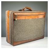 HARTMANN LUGGAGE SUITCASE | Wool and leather bound suitcase. - l. 24 x w. 9 x h. 18 in