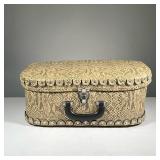 FAUX SNAKE SKIN SUITCASE | Features: faux snake skin outer layer with handle and latch. Stamped “Mad