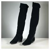 [NEW] SAKS BOOTS | Saks Fifth Avenue "Russel" boots, tall boots in black suede with a low heel, wome