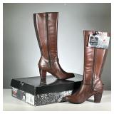 [NWT] BLONDO LEATHER BOOTS | Blondo "Paulina" boots, tall brown leather boots with high heel, women