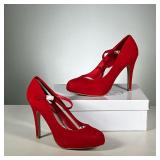 [NWT] STEVE MADDEN PUMPS | "Realize" red suede heels; size 9.