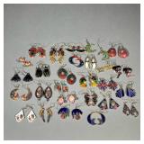 COLLECTION OF ENAMELED EARRINGS | Includes: hearts, ducks & other animals, flower & nature scenes, a