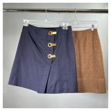 (2PC) TORY BURCH & OTHER SKIRTS | Including a Tory Burch navy blue cotton skirt with brass clasp fro