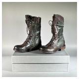 (NEW) MANAS DESIGN BOOTS | Green and brown leather Ranger Bosco boots. Size 39.