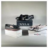 (3PC) (NEW) LOT OF MOCCASINS | Includes; Bastien Industries brown and black moccasins size 8; silver