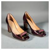 SALVATORE FERRAGAMO HIGH HEELS | Deep burgundy leather high heels by Salvatore Ferragamo in Florence