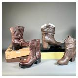 (2PC) (NEW) PAIR WOMEN’S BROWN LEATHER BOOTS | Includes; Diba Pilot Brown boot & Dromedaris Kyrstal 