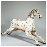 ANTIQUE CARVED HORSE FIGURE | Steeple Chase horse. Has carved horse shoes, and stands on its own. Pe