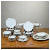 (40PC) BERNARDAUD LIMOGES CHAMBERRY PARTIAL SERVICE & ORIGINAL PLATEWARE SOFT CASES | Including: 8 1
