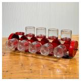 VINTAGE RED STEEL GLASS HARDWARE ROTATING STORAGE | Vintage rotating nuts n bolts rack. Rust-free an