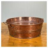 BEAUTIFUL 100% COPPER BASIN | 16" copper basin with copper handles. Calming patina colors on inside 