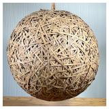 OVERSIZED DECORATIVE WICKER BALL FIXTURE | Contemporary chic style, interlaced wicker over metal wir
