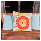 (3PC) PAIR OF VELVET PILLOWS TOGETHER WITH AN IKAT PILLOW BY RYAN STUDIO, 3 PIECES | Pillows are on 