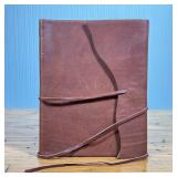 ITALIAN LEATHER BOUND SCRAP BOOK PHOTO ALBUM | thick leather scrap book / photo album impressed "Mad