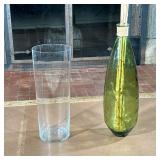 (2PC) MONUMENTAL GLASS VASES | Includes: Anne Nilsson hand-blown clear glass cylindrical vase, and l