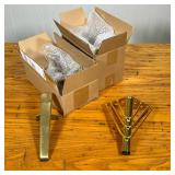 (8PC) TWO SETS BRASS TABLE LEGS | Including a set with three tubular supports on a round leg and a s